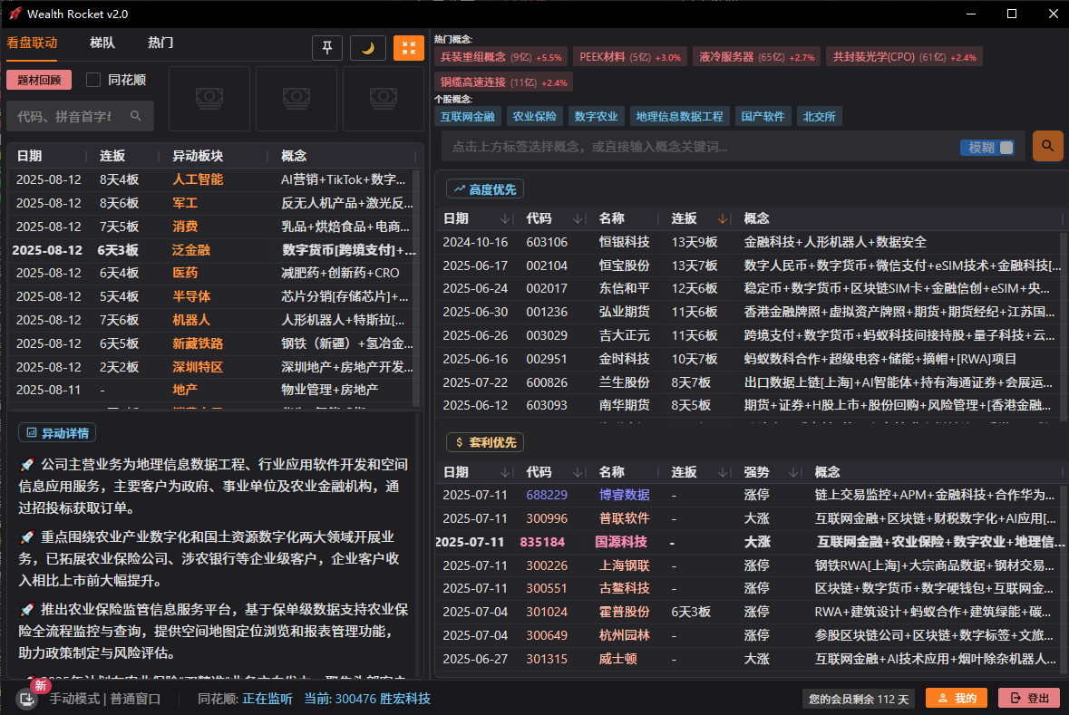Wealth Rocket 功能演示 1 - 题材与概念挖掘